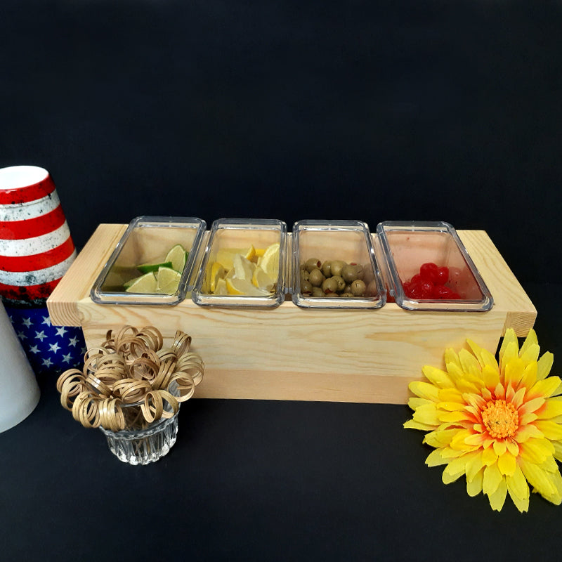 BarConic® Natural Wood Condiment Holder - Size Options