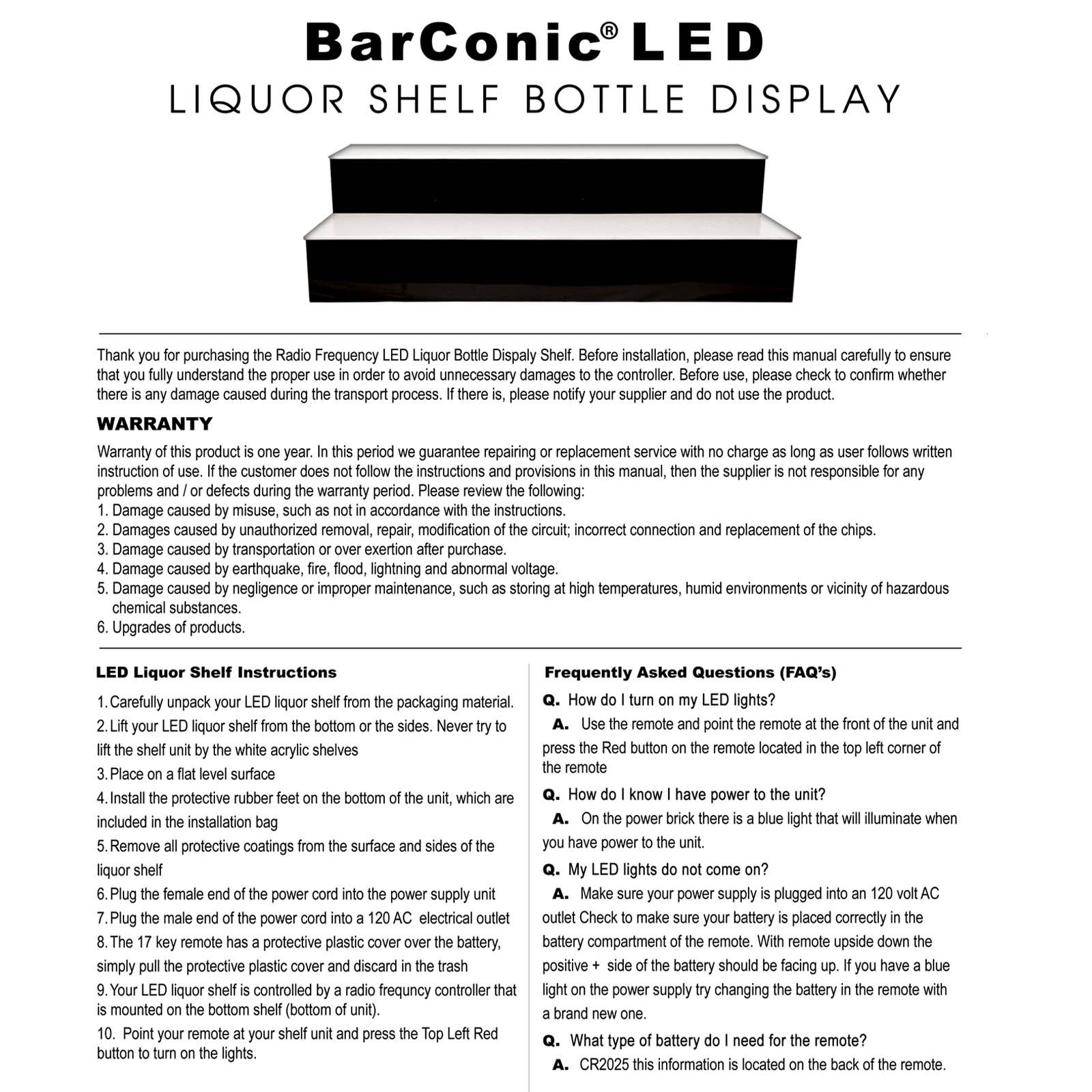 BarConic® LED Liquor Bottle Display Shelf - Low Profile - 1 Step - Mahogany - Several Lengths