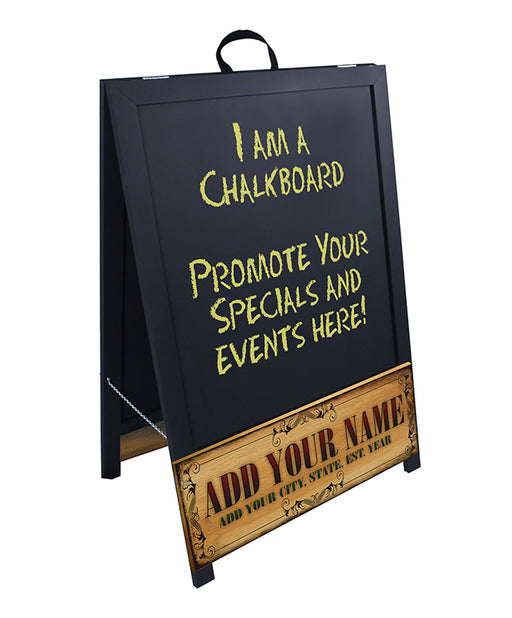 Chalk Board A-Frame Sidewalk Signs. Self Standing, Heavy Duty Plastic Frame  with Two Sided Black Chalk Board.