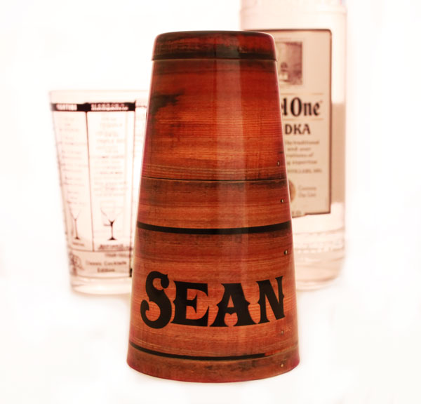 ADD YOUR NAME - Cocktail Shaker Tin - 28 oz weighted - Wood