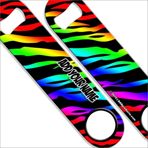 ADD YOUR NAME SPEED Bottle Opener – Zebra Patterns – Several Color Options