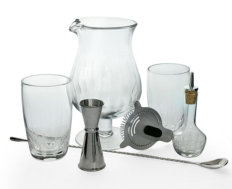 BarConic® Feather Etched Bar Kit w/44oz Stemmed Mixing Glass