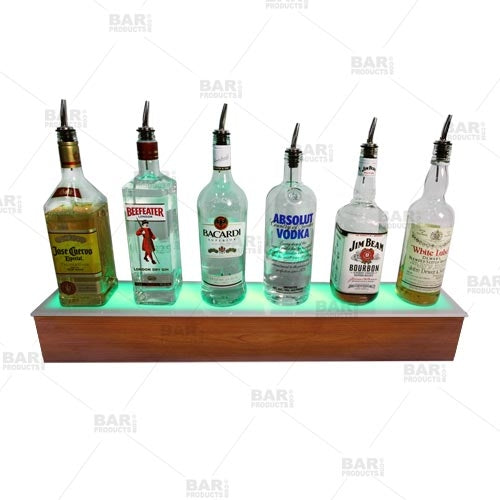 BarConic® LED Liquor Bottle Display Shelf - 2 Steps - Wild Cherry - Several Lengths