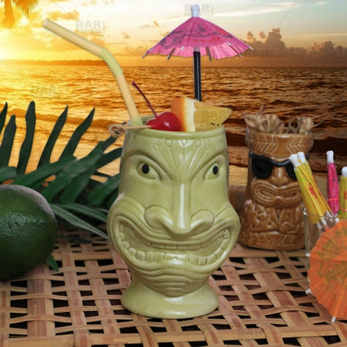 BarConic® Tiki Drinkware - Funny Face - 12 oz [Box of 4]