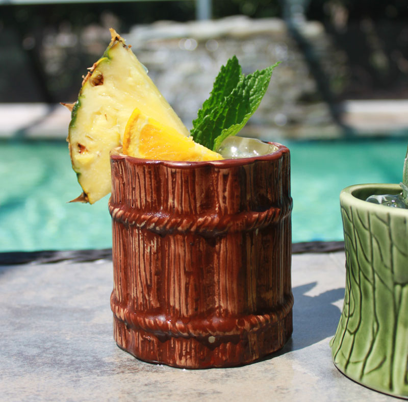 BarConic® Tiki Drinkware - Ceramic Rum Barrel Mug - 12 ounce