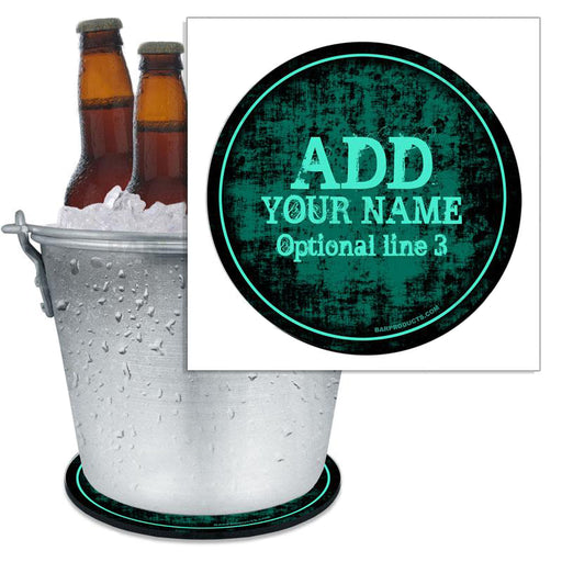 ADD YOUR NAME Beer Bucket Coaster Blue Grunge Bar Products