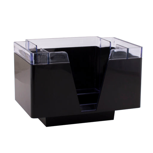 Bar Lux 19.6 x 6.3 x 3.7 inch Condiment Caddy, 1 Durable Bar Caddy - 6 Removable Compartments, Built-in Lid, Black Plastic Condiment Holder, for Resta