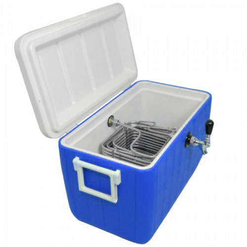 NY Brew Supply 50' Stainless Steel Coils Jockey Box Cooler with Double  Faucet, 48 quart, Blue (AZ-JBB48-5162)