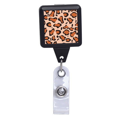 Animal Prints Black Square Plastic Badge Reel