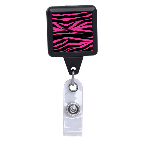 Animal Prints Black Square Plastic Badge Reel