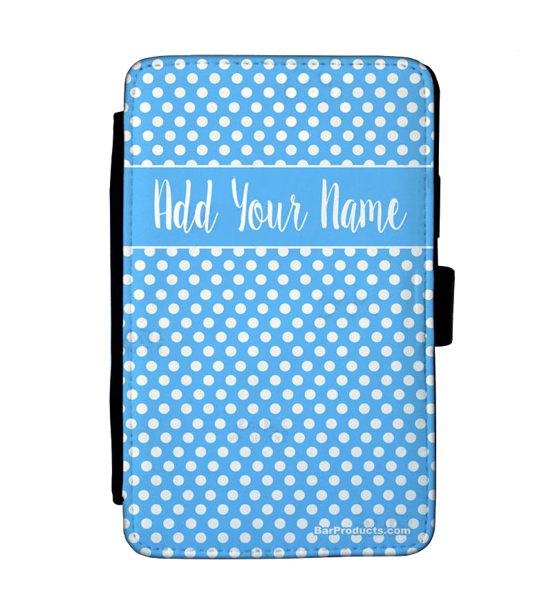 ADD YOUR NAME Guest Check Pad Holder - Blue Polka Dots