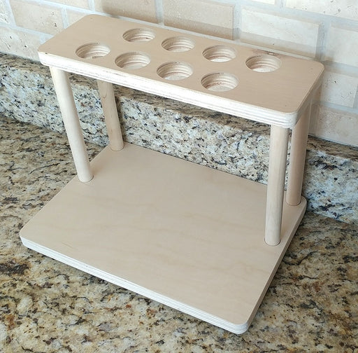 Counter Caddies - Natural - Corner Shelf w/ K-Cup Holes & Trash Can Inset Counter Caddy