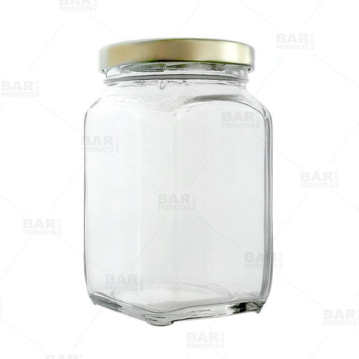 Tall Craft Bartending Jar w/ Gold Lid - Clear 12 oz