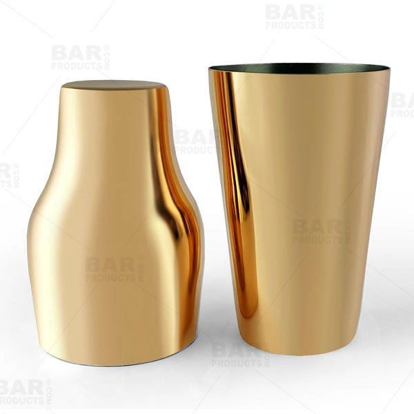 BarConic® French Style 2 Piece Cocktail Shaker - Gold Plated - 20oz