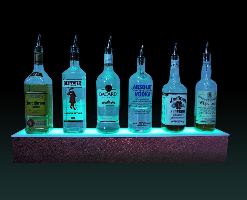 BarConic® LED Liquor Bottle Display Shelf - 1 Step - Aged Bronze - Several Lengths