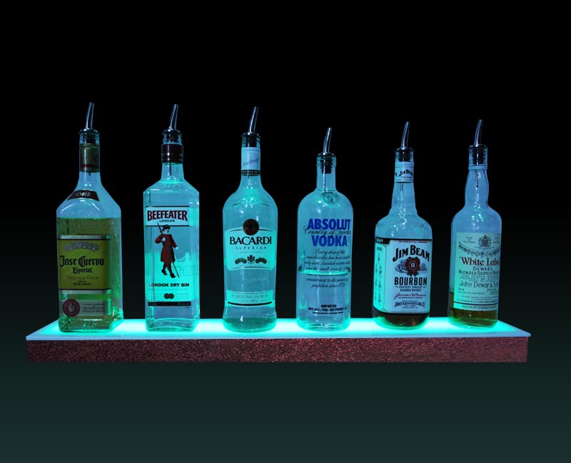 BarConic® LED Liquor Bottle Display Shelf - Low Profile - 1 Step - Aged Bronze - Several Lengths