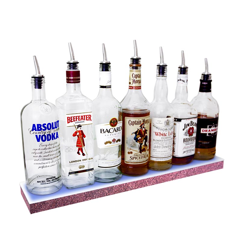 BarConic® LED Liquor Bottle Display Shelf - Low Profile - 1 Step - Aged Bronze - Several Lengths