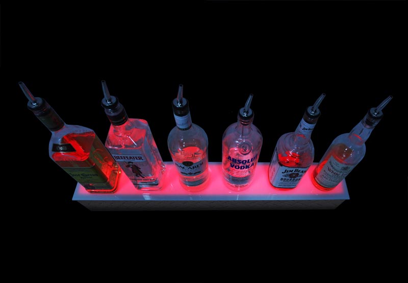 BarConic® LED Liquor Bottle Display Shelf - 1 Step - Diamond Plate Print - Several Lengths