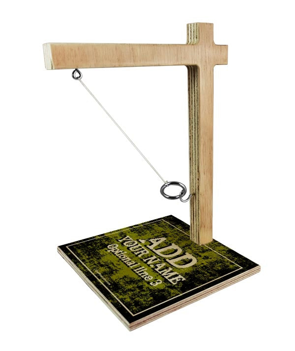 ADD YOUR NAME Large Tabletop Ring Toss Game - Grunge Gold