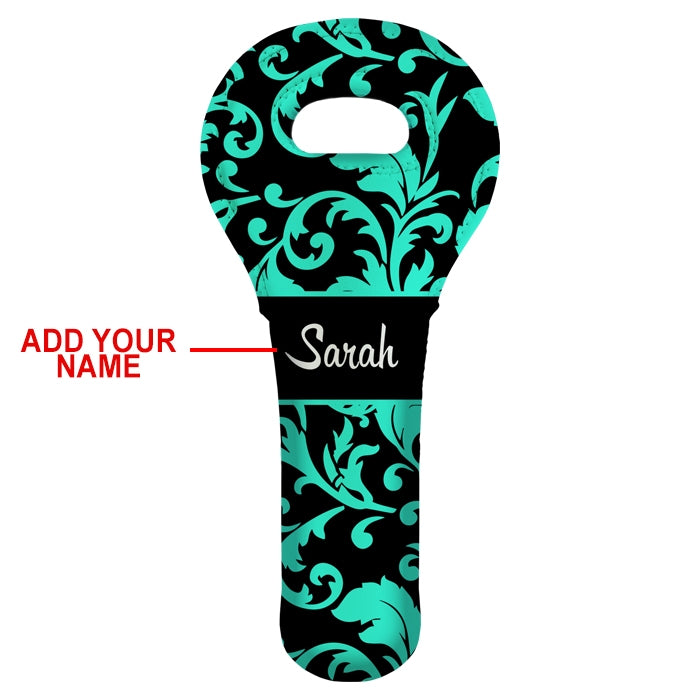 ADD YOUR NAME Wine Totes - Floral Pattern - Several Design Options