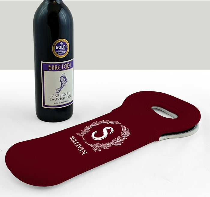 ADD YOUR NAME Wine Totes - Monogram Design - Several Color Options