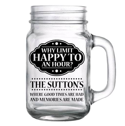 CUSTOMIZABLE - 16oz Mason Jar with Handle - Calligraphy — Bar Products