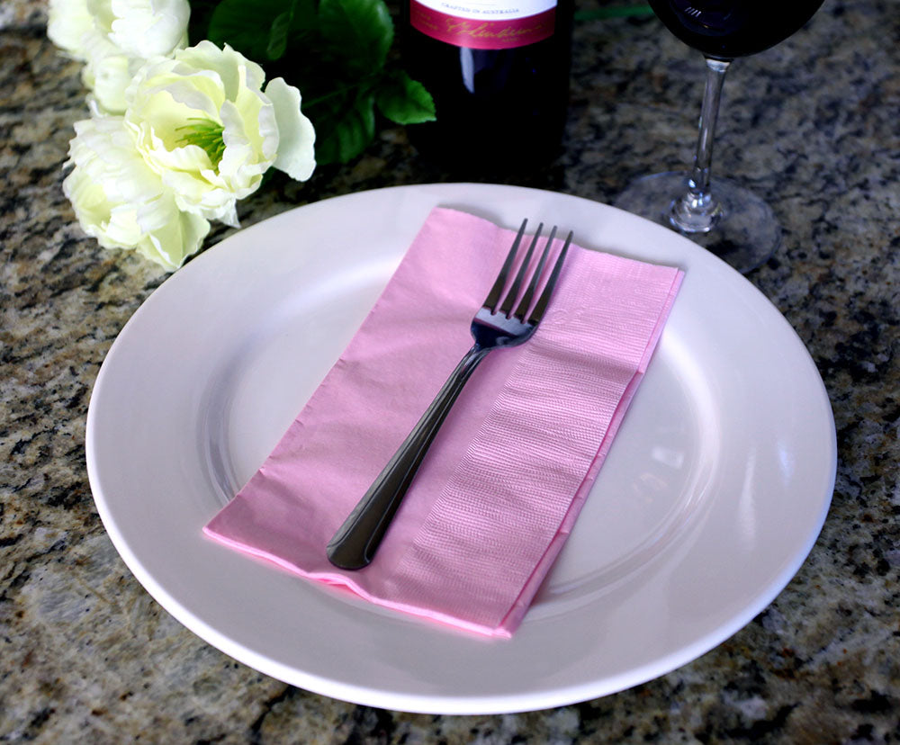 BarConic® 15” x 17” 2-PLY Colored Paper Dinner Napkins – PINK – Pack of 100