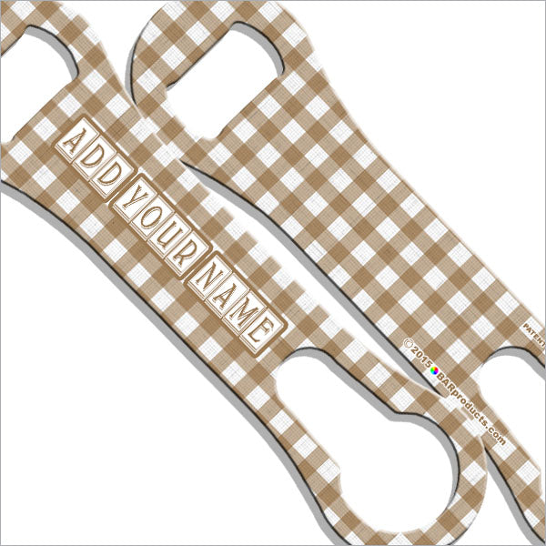 ADD YOUR NAME V-ROD® Bottle Opener – Plaid Pattern – Several Color Options