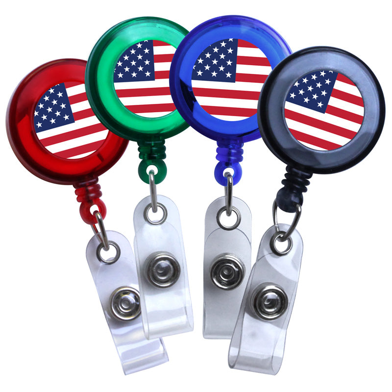 American Flag Translucent Plastic Badge Reel