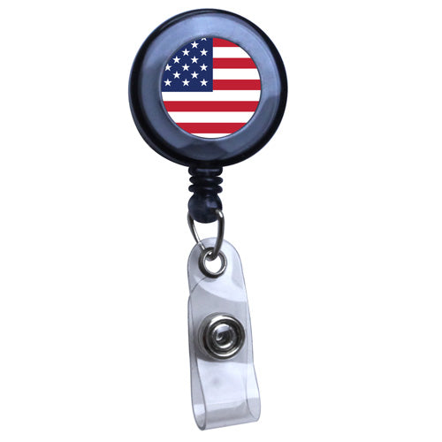 American Flag Translucent Plastic Badge Reel