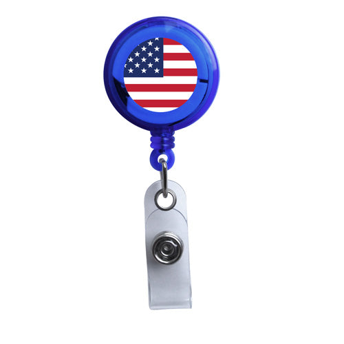 American Flag Translucent Plastic Badge Reel