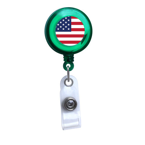 American Flag Translucent Plastic Badge Reel