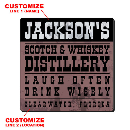 Whiskey Bar Label Square Coasters