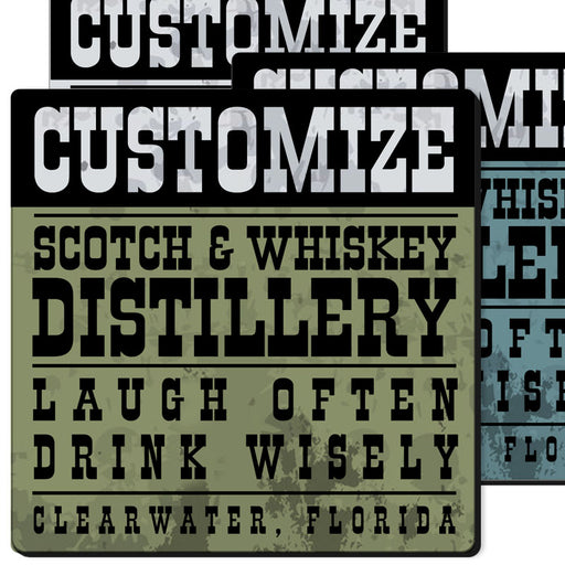 Whiskey Bar Label Square Coasters