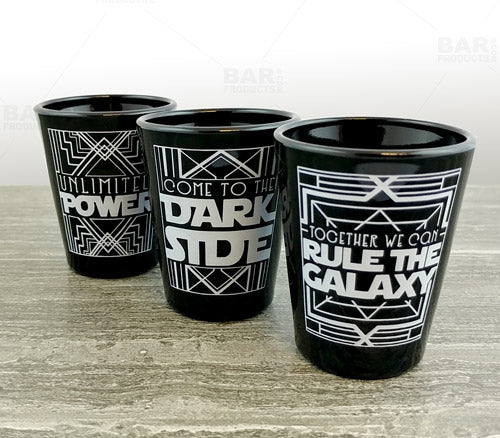 BarConic® 1.75 oz Black Shot Glasses - Multiple Designs