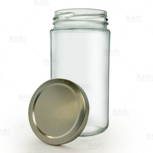 8 oz Faceted Round Glass Jar w/ Lid – Bar Supplies