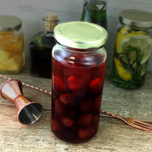 8 oz Faceted Round Glass Jar w/ Lid