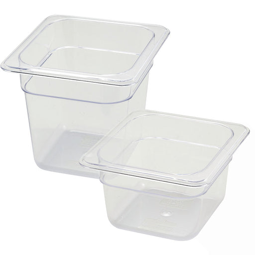 HNEDSEN 12 Pack Plastic Food Pan with Lid 1/6 Size 6 Inch Deep