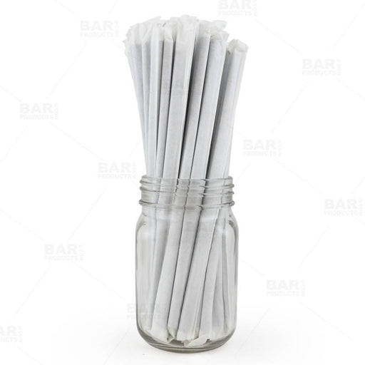 BarConic® Eco-Friendly Wrapped Paper Straws - 7 3/4 Solid White - P —  Bar Products
