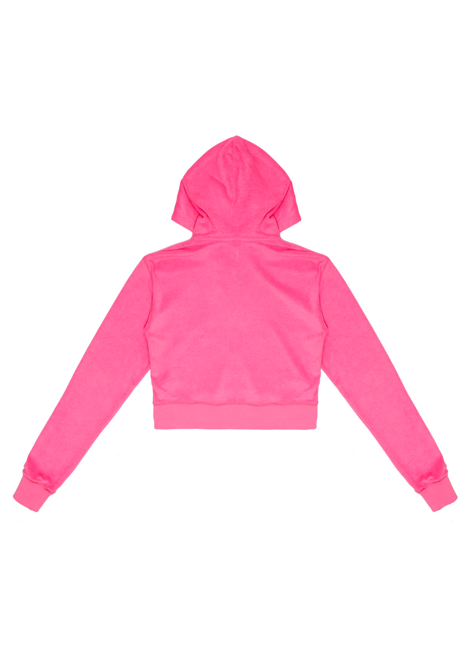 YoungLA Men's Full Zip Fleece Hoodie Pink Medium Spell Out