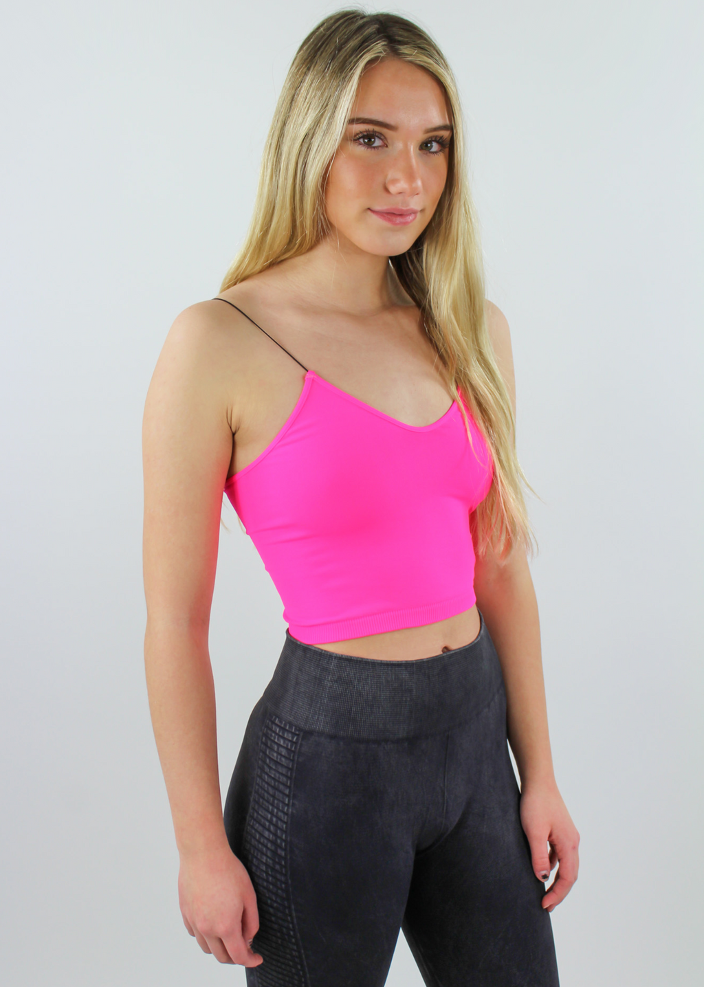 hot pink cropped tank top