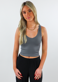 Take The Plunge V-Neck Crop Top ☆ Dusty Blue – Rock N Rags