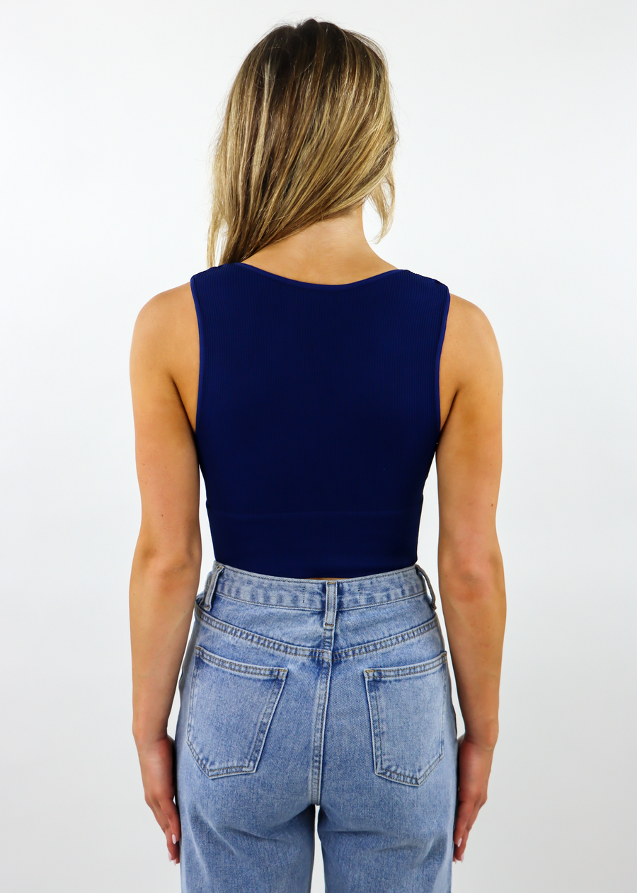 Take The Plunge V-Neck Crop Top ★ Navy – Rock N Rags