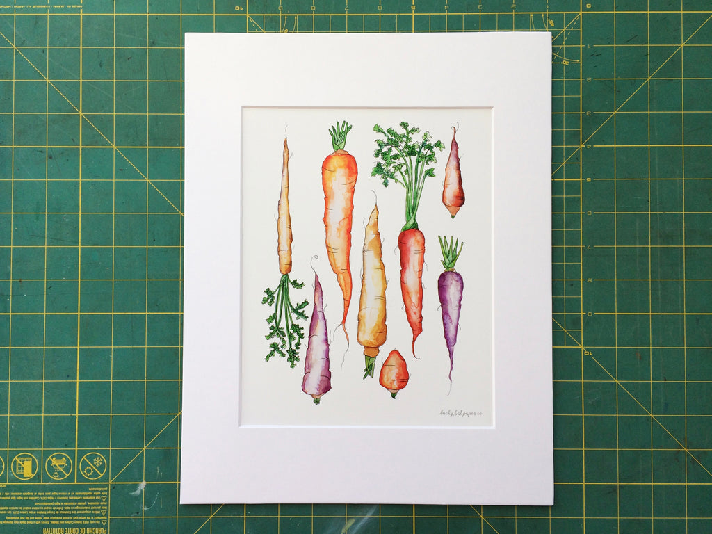 matted art print of carrots