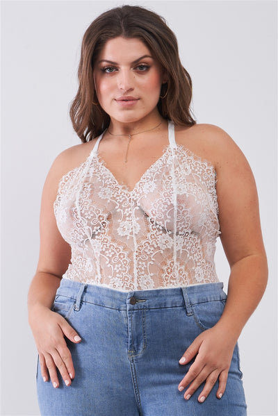 Plus Sheer Lace Bodysuit