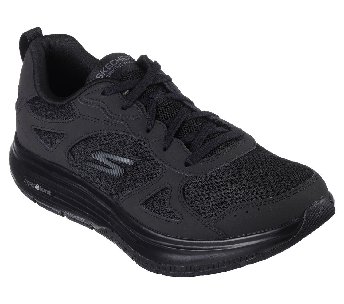 Skechers 216441 Go Walk -Workout Walker mens black lace up trainers ...