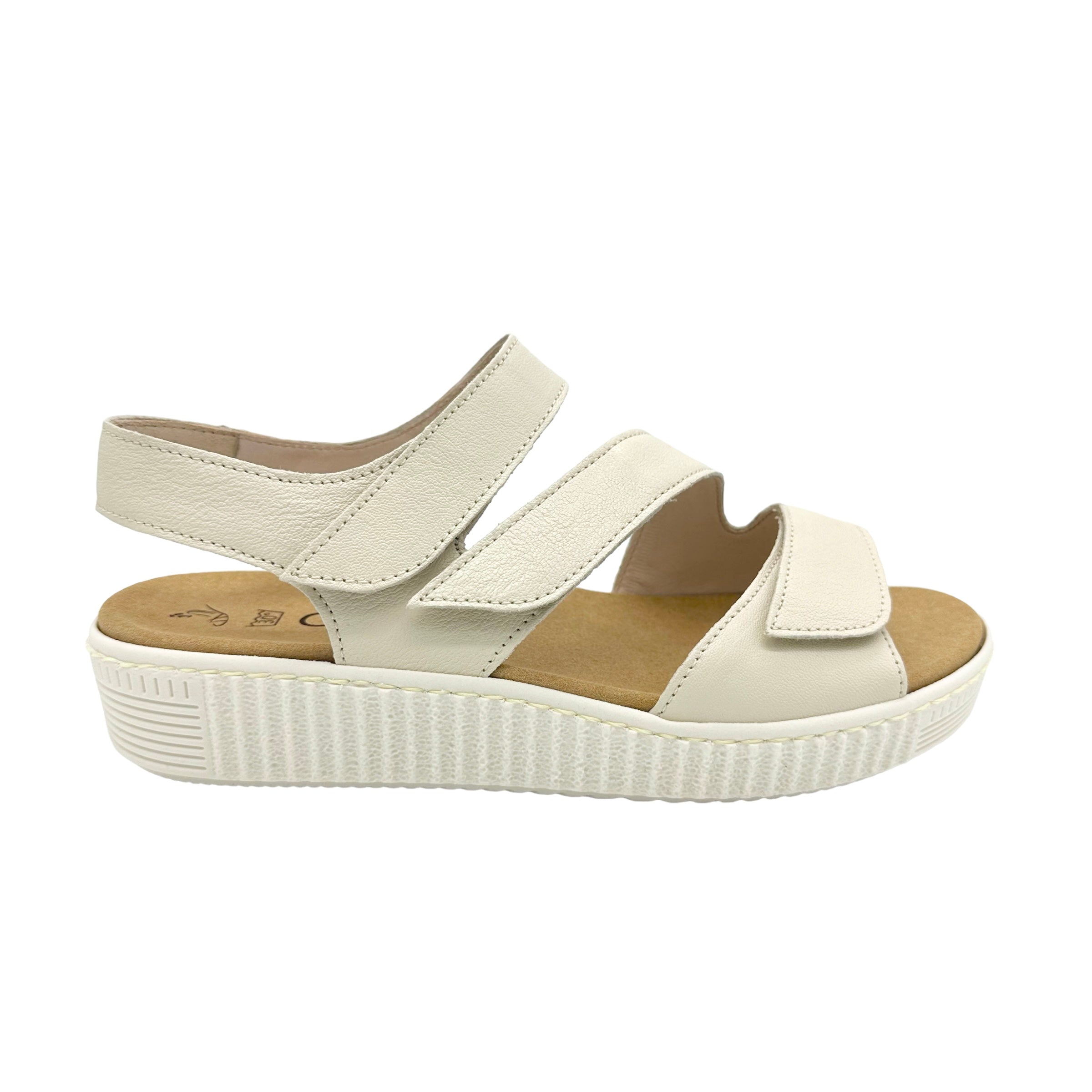 Gabor Marigold 23.600 off white leather adjustable walking sandals ...