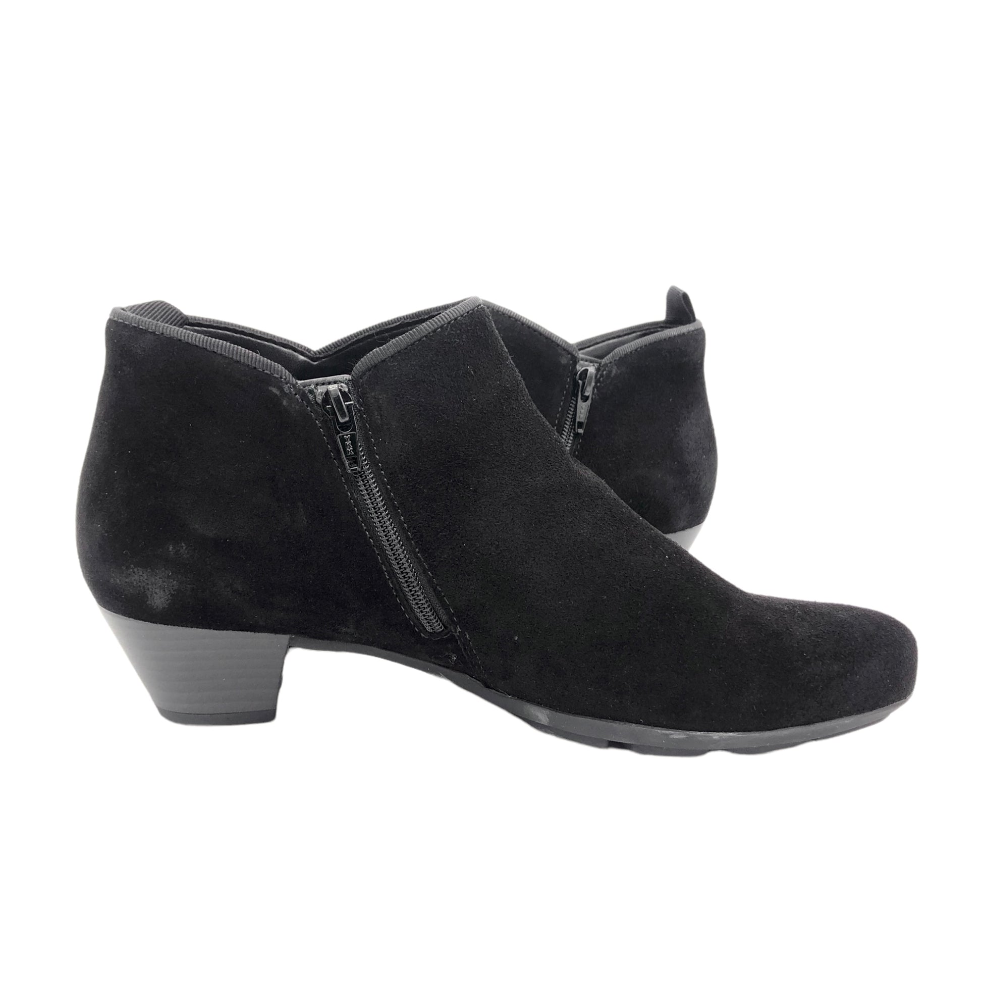Gabor Trudy soft black suede leather booties dressy low heel ankle boots Arnouts Shoes