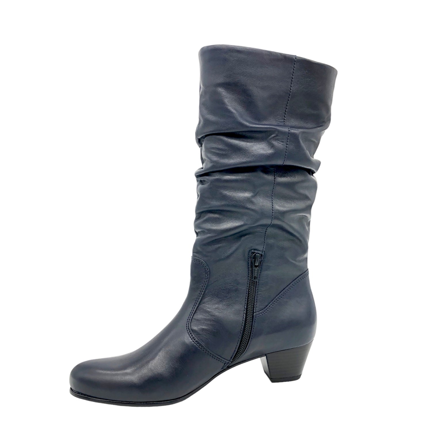 navy blue slouch boots