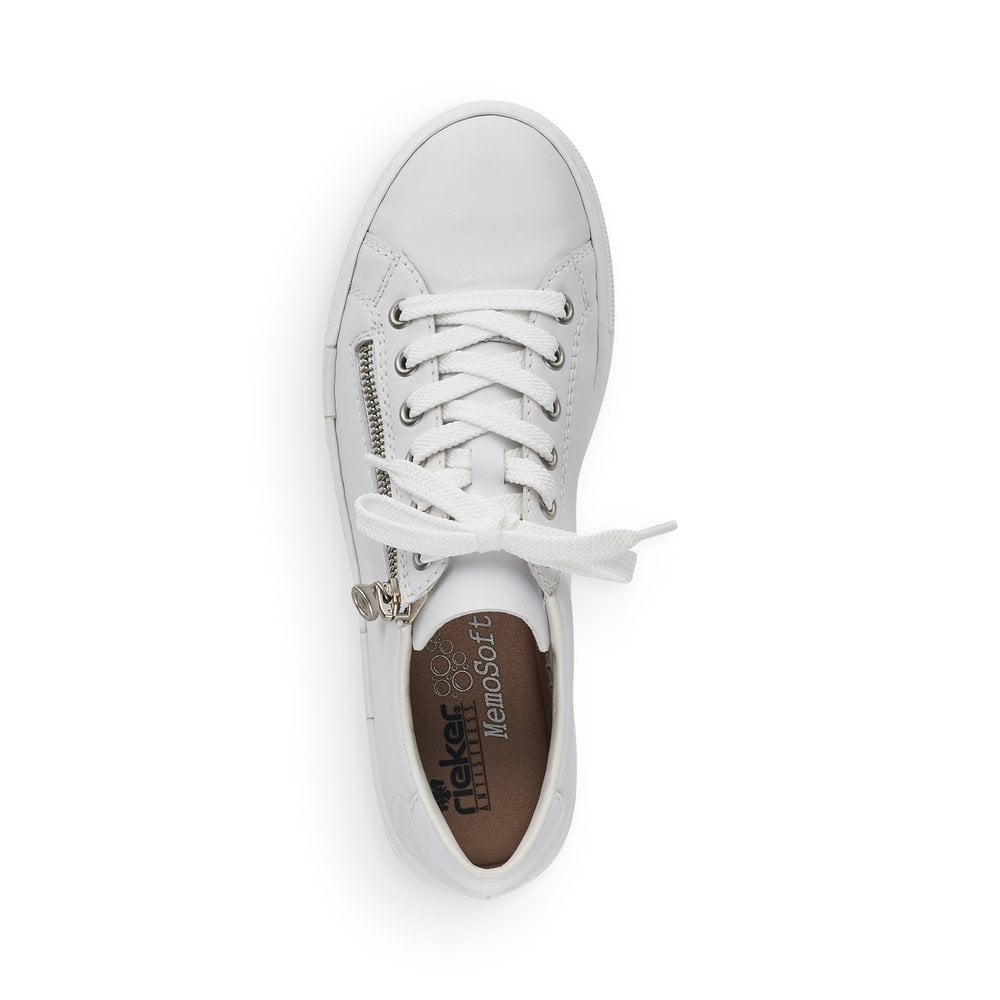 Verstrooien Ver weg genade Rieker Women's N4921 White leather platform sneakers with zip fastening –  Arnouts Shoes